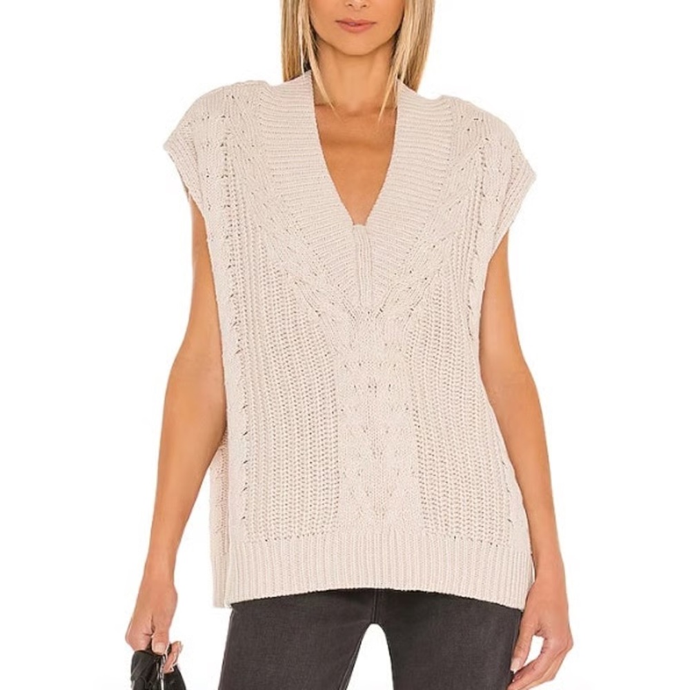 PISTOLA Cotton Kiran V-Neck Pullover Vest in Beige